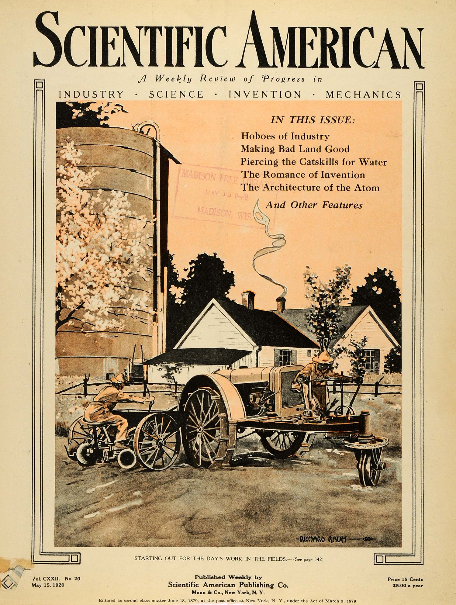 1920 Cover Scientific Farming Field Agriculture Machinery Grain Farmer SCA3