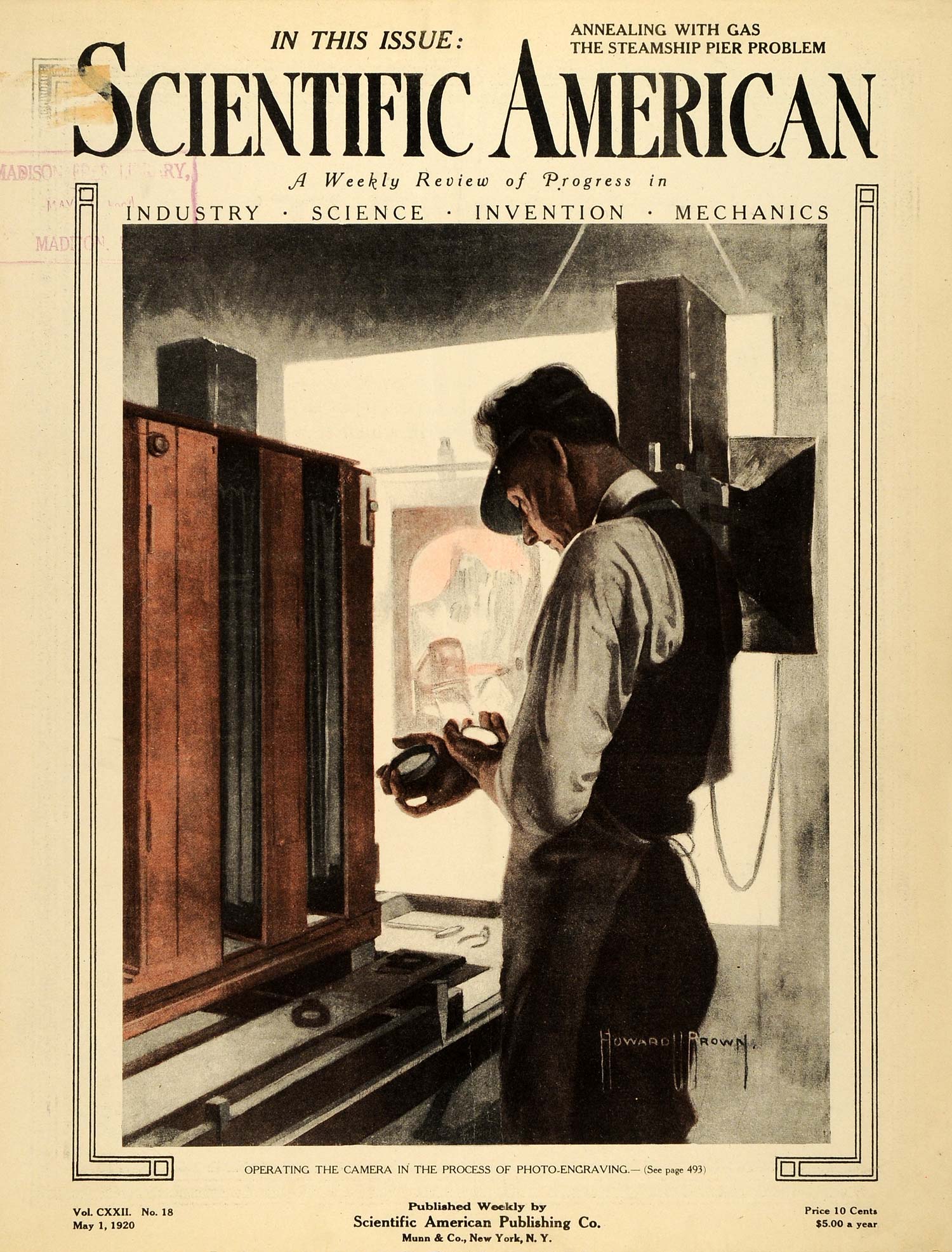 1920 Cover Scientific American Photoengraving Room Process Camera May SCA3