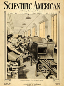 1920 Cover Scientific American Assembly Line Workers Automobile Factory SCA3