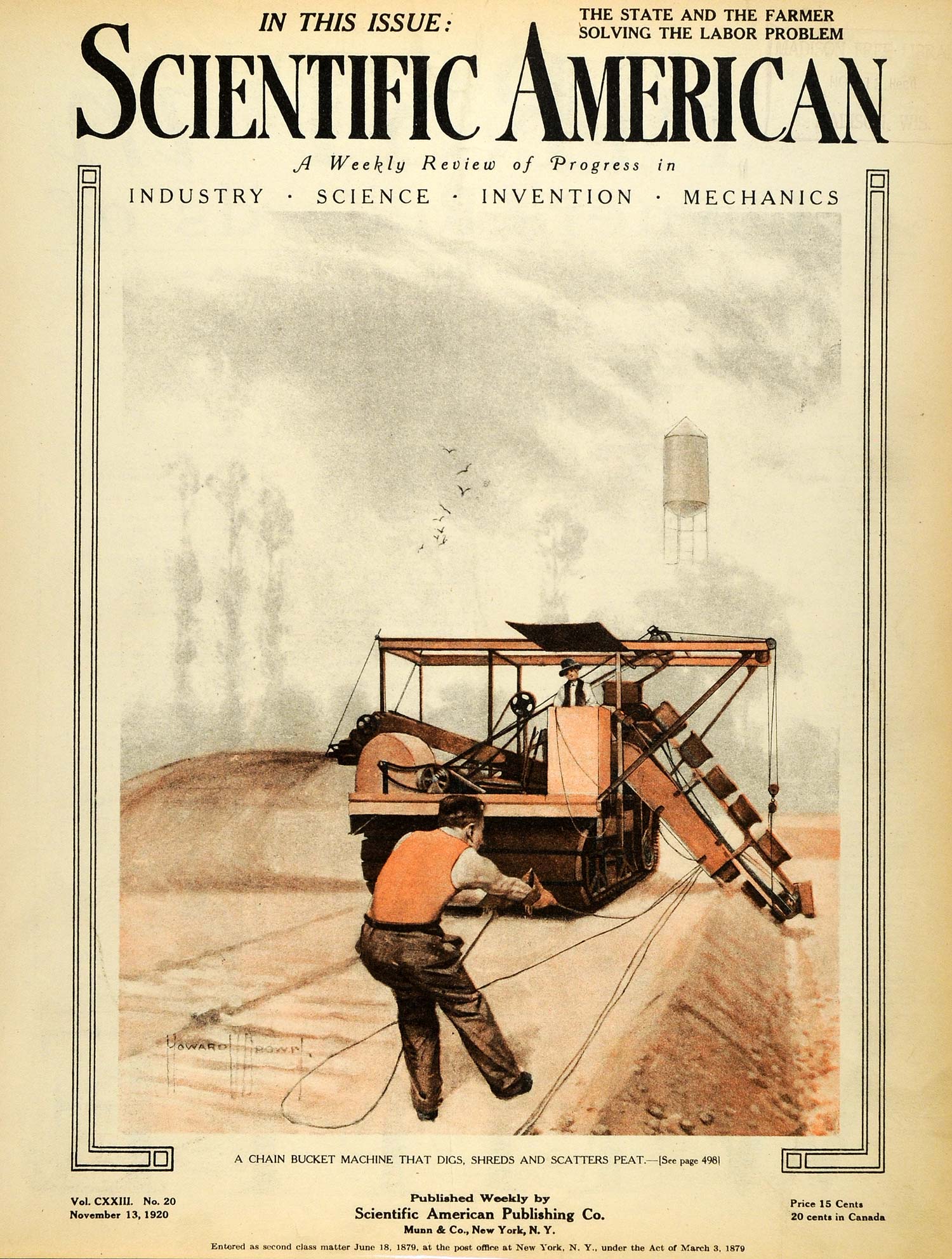 1920 Cover Scientific American Chain Bucket Machine Heavy Equipment SCA3