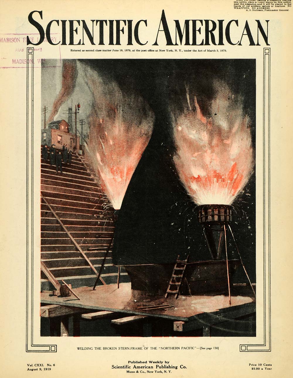 1919 Cover Army Transport Ship Brooklyn Navy Yard Scientific American SCA3