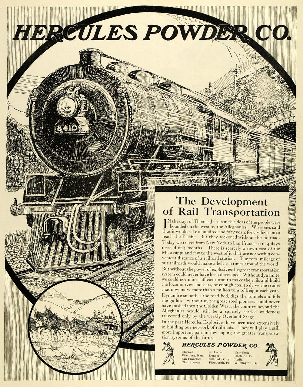 1919 Ad Hercules Power Rail Transportation Locomotive Train Railroad Trail SCA3