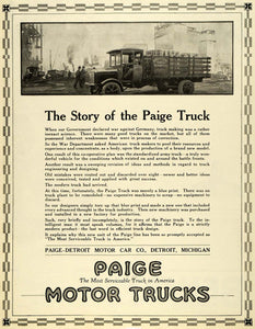 1919 Ad Paige Motor Trucks Detroit Vintage Firestone Tire & Rubber Co SCA3