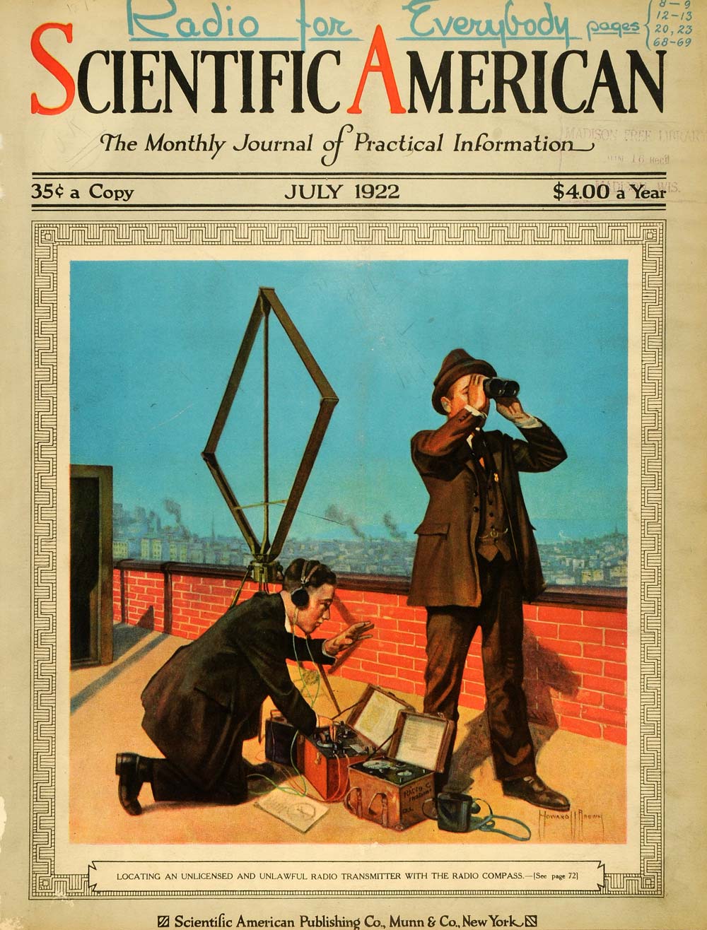 1922 Cover Radio Transmitter Compass Howard Brown Binoculars Scientific SCA3