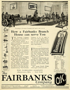 1919 Ad Fairbanks O K Mill Truck Wheelbarrow Scale Engine Pump Industry SCA3