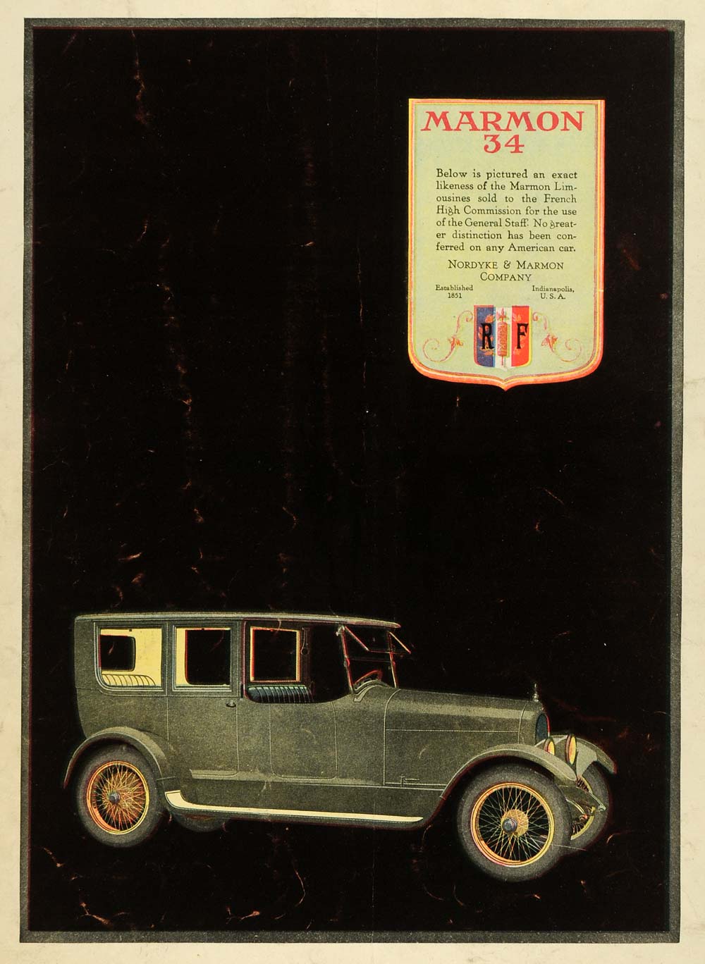 1919 Ad Marmon 34 Nordyke Automobile Indianapolis Vehicle General Staff SCA3
