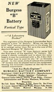 1923 Ad Burgess B Battery Dry Madison Wisconsin Chicago Radio Engineer SCA3