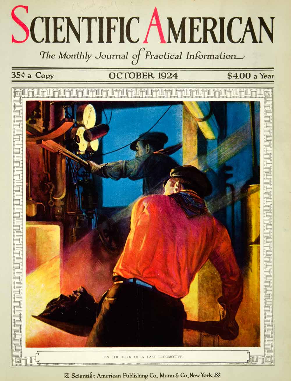 1924 Cover Scientific American Magazine Locomotive Coal Engineers Howard SCA4