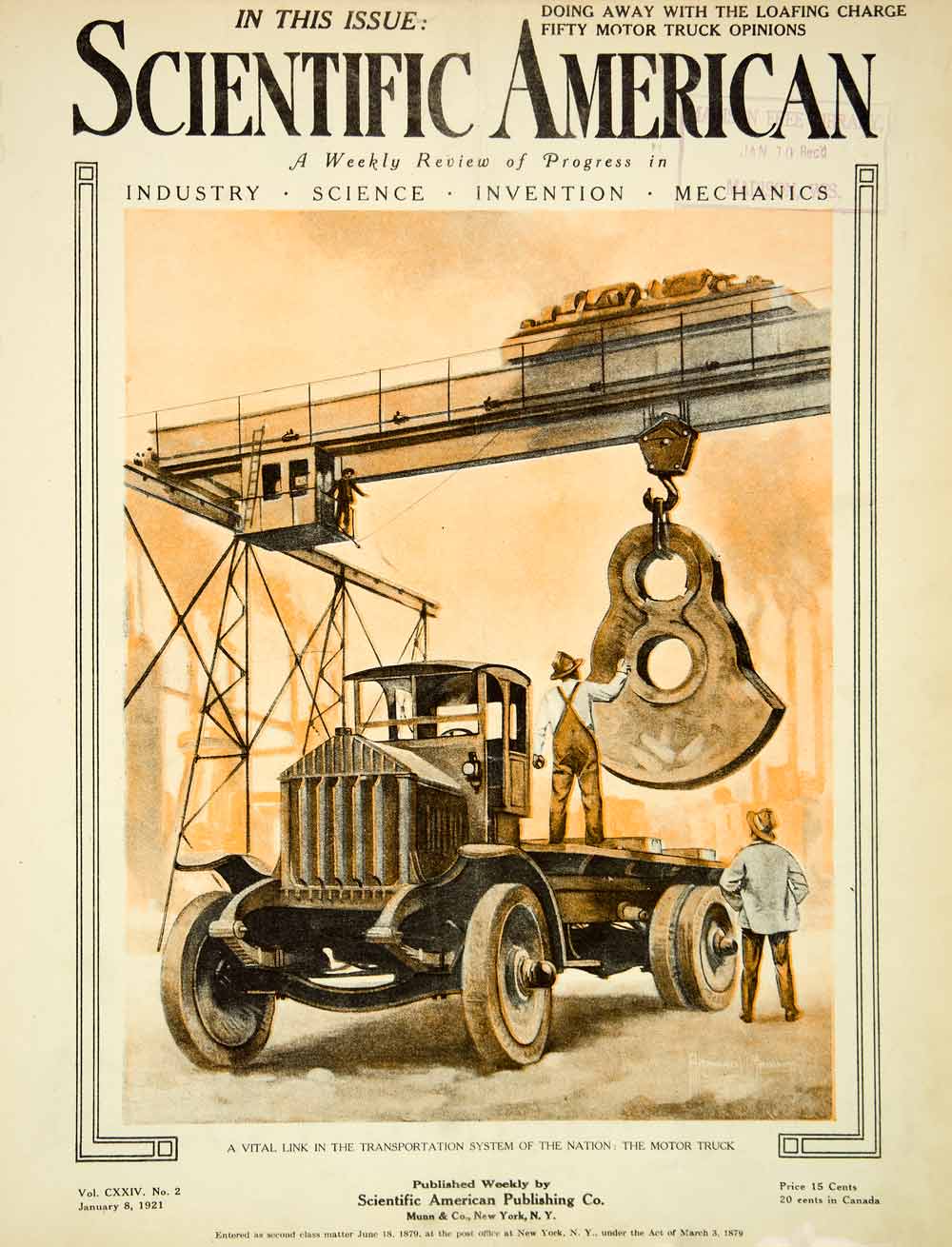 1921 Cover Scientific American Motor Pickup Truck Industrial Worker Howard SCA4
