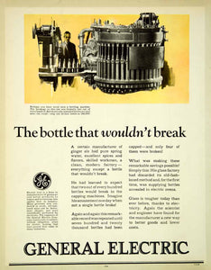 1925 Ad General Electric Bottle Manufacturing Ginger Ale Machine Worker SCA4