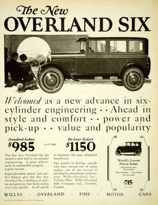 1925 Ad Willys Overland Motor Vehicles Six Sedans Toledo Ohio Automobiles SCA4