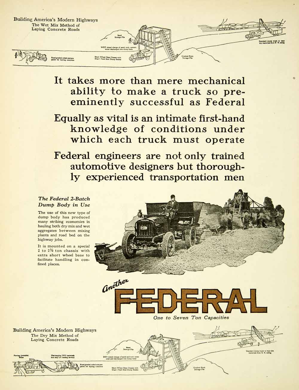 1921 Ad Federal Knight Trucks Highway Concrete Engineers Industrial SCA4