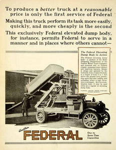 1921 Ad Dump Truck Federal Motor Detroit Michigan Elevated Body Industrial SCA4