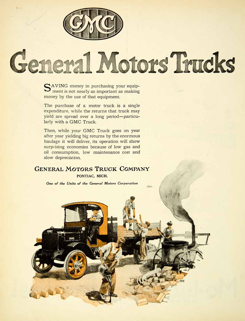 1921 Ad General Motors Trucks Pontiac Michigan GMC Automobiles Cars SCA4