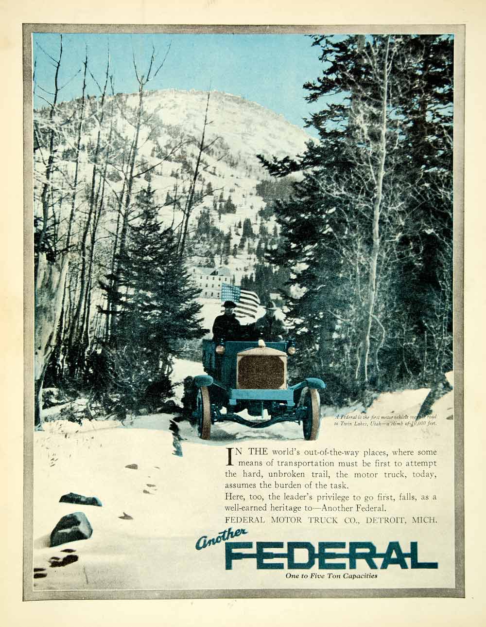 1921 Ad Federal Motor Truck Detroit Michigan Forest Twin Lakes Utah SCA4