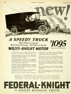 1924 Ad Federal Knight Willys Speedy Business Trucks Motors Engines SCA4