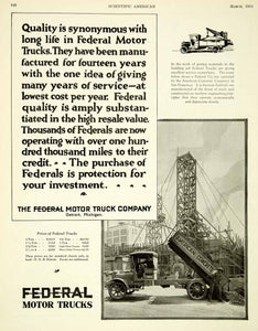 1924 Ad Federal Motor Dump Truck American Concrete Advertisement SCA4