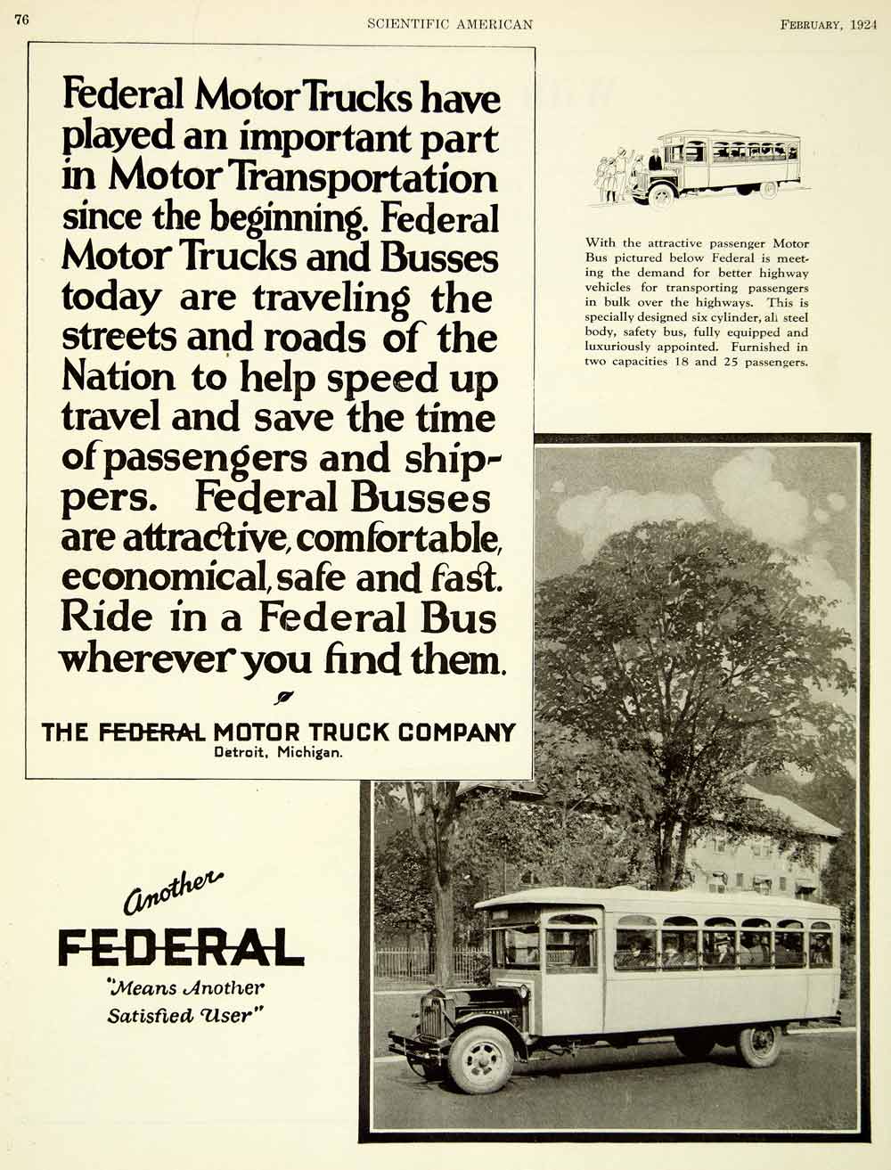 1924 Ad Federal Motor Trucks Passeneger Bus Advertisement Advertising SCA4