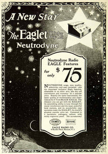 1925 Ad Eagle Radio Eaglet Three Tube Dry Cell Neutrodyne Radio Receiver SCA4