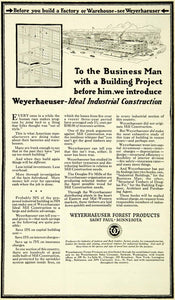 1924 Ad Weyerhaeuser-Ideal Industrial Construction Weyerhaeuser Frost SCA4
