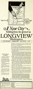 1924 Ad Longview Washington Pacific Northwest City Coupon Property SCA4