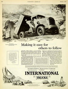 1927 Ad Antique International Harvester Truck Magee Road Construction SCA5