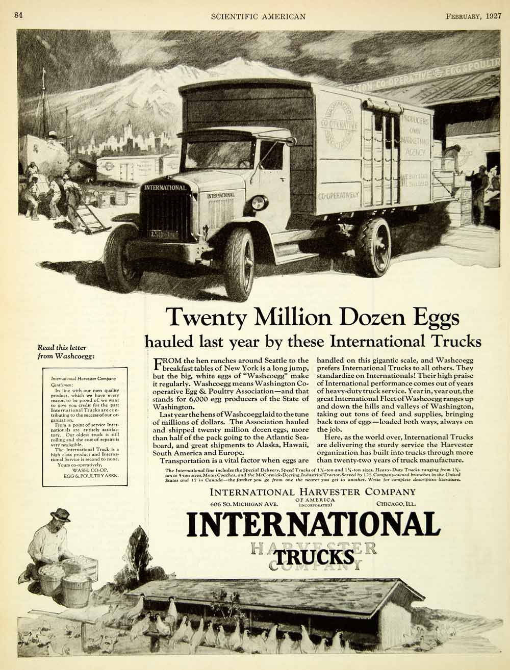 1927 Ad Antique International Harvester Trucks Washington Co-Op Egg Poultry SCA5