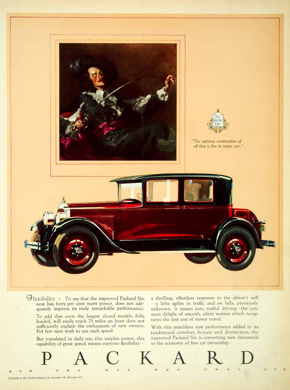 1927 Ad Antique Enclosed Packard Six Automobile Motor Car Vehicle Musketeer SCA5