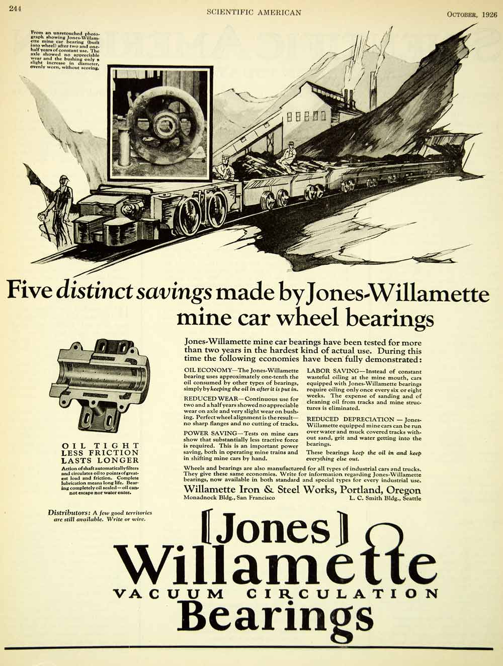 1926 Ad Antique Jones Willamette Vacuum Circulation Car Parts Wheel SCA5