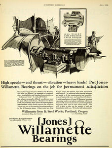 1926 Ad Jones Willamette Internal Collar Thrust Bearing Crown Paper SCA5