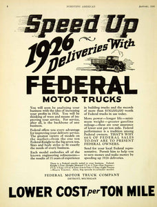 1926 Ad Antique Federal Knight Motor Delivery Trucks Tons Detroit American SCA5