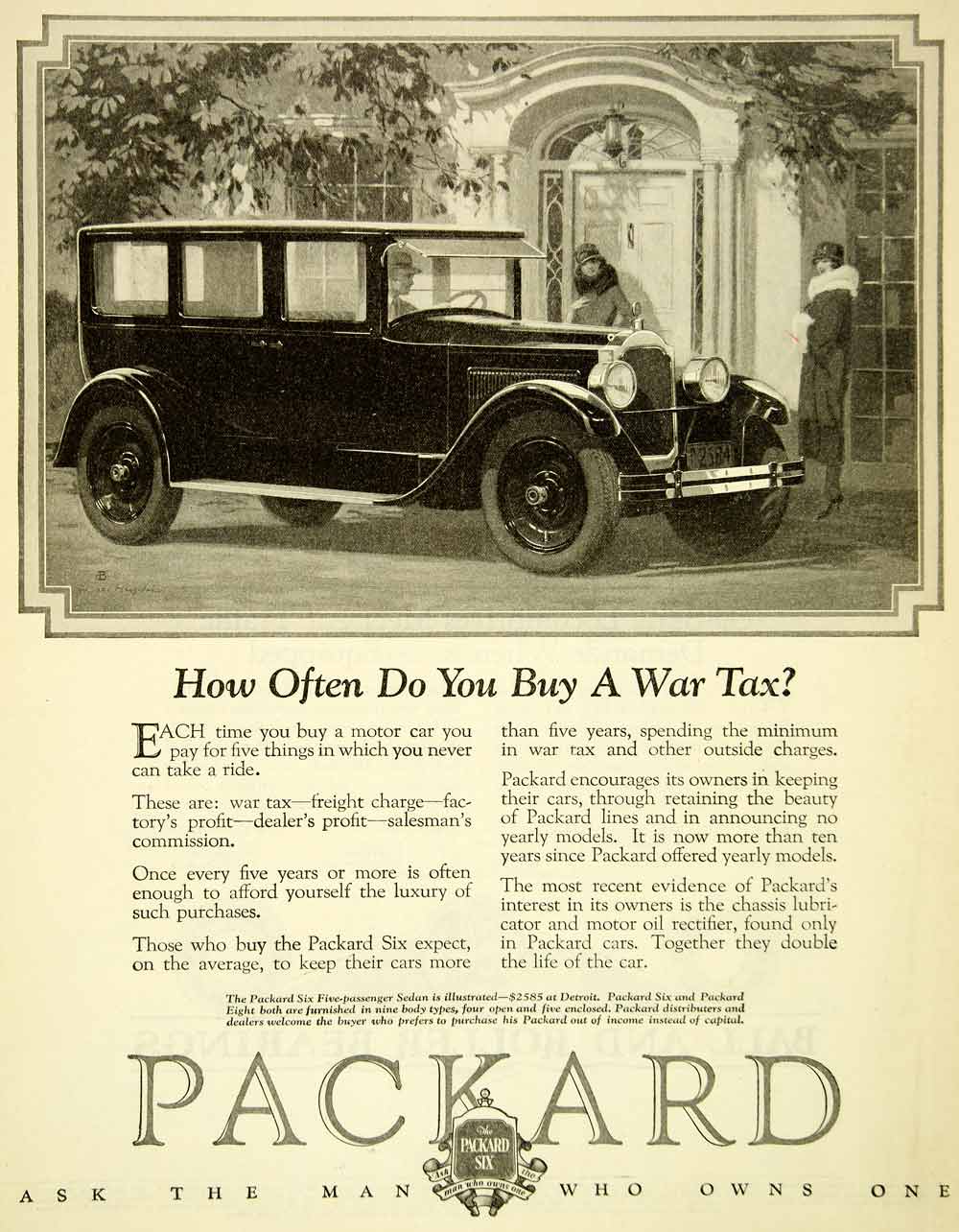 1926 Ad Antique Enclosed Packard Six Sedan Automobile Vehicle Motor Car SCA5