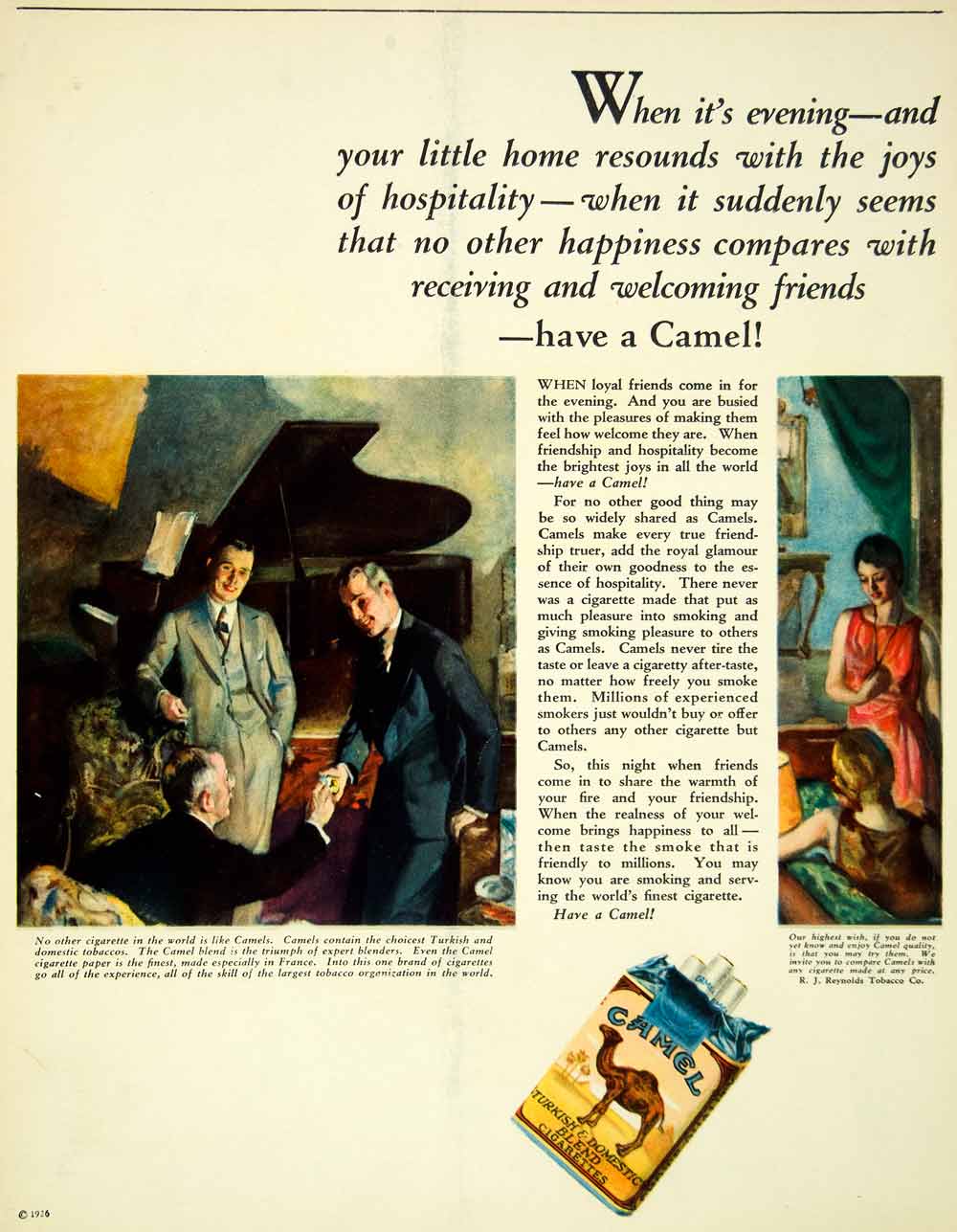 1926 Ad R. J. Reynolds Tobacco Camel Cigarettes Hospitality Loyal Friends SCA5