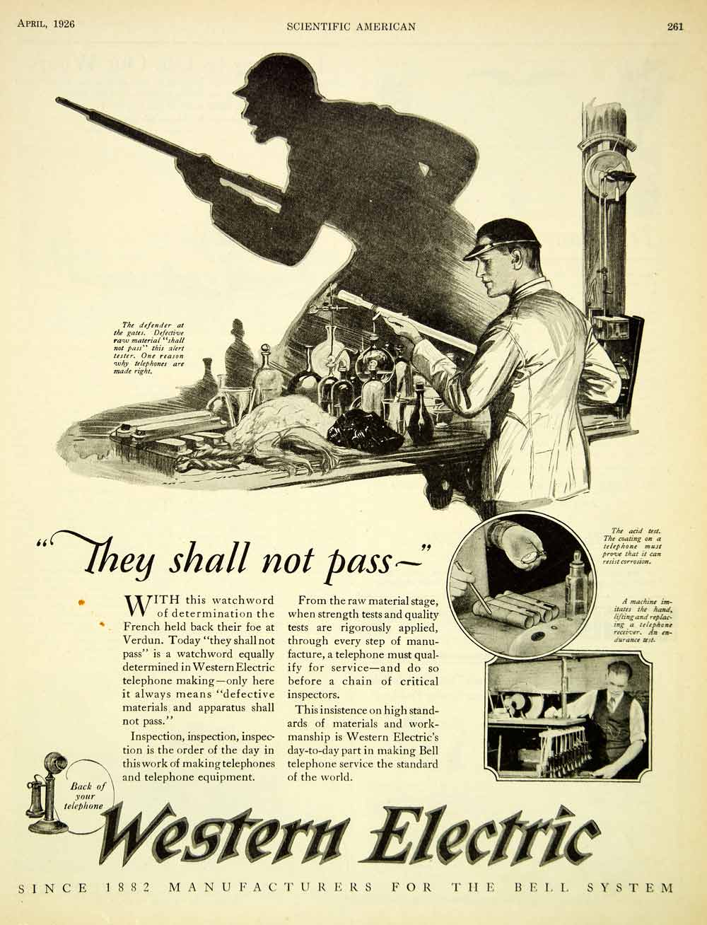 1926 Ad Western Electric Antique Telephone Army Military Inspection SCA5
