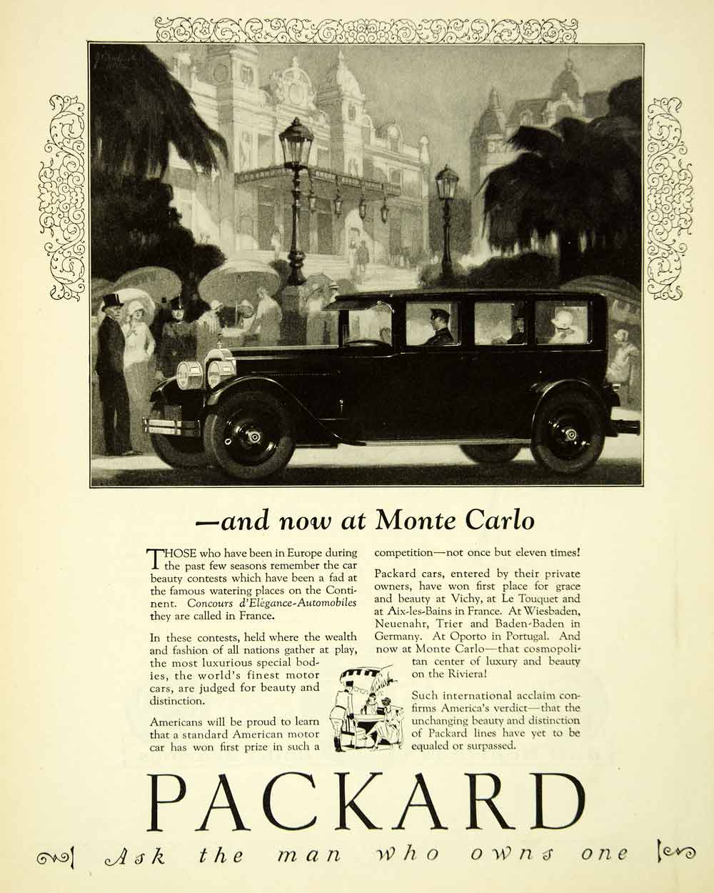 1926 Ad Antique Enclosed Packard Sedan Motor Car Automobile Monte Carlo SCA5