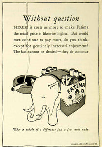 1926 Ad Liggett Myers Tobacco Fatima Turkish Cigarettes Elephant Trademark SCA5