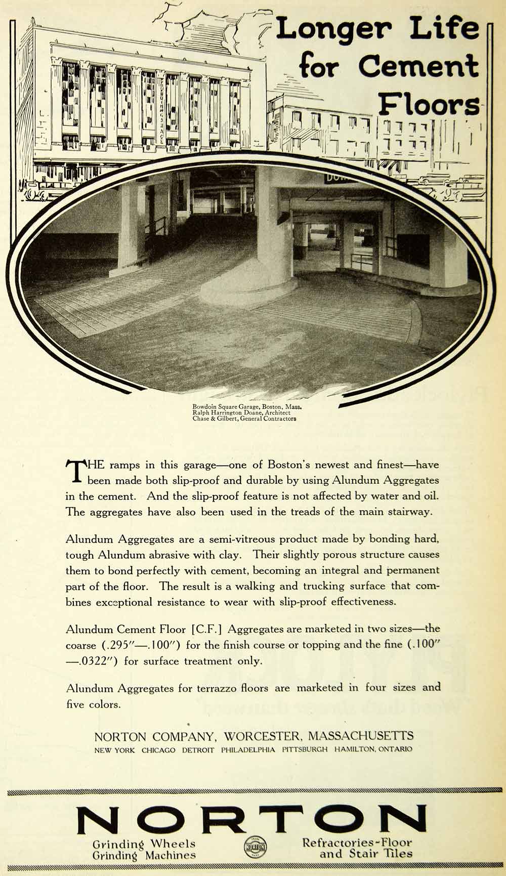 1927 Ad Norton Cement Floors Bowdoin Square Garage Boston Chase Gilbert SCA5