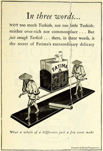 1926 Ad Liggett Myers Tobacco Turkish Fatima Cigarettes Oriental Liter SCA5