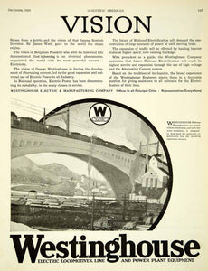 1921 Ad Westinghouse Electric Locomotive Trains Power Plant Frederic Mizen SCA5