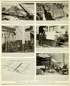 1924 Print Antique Canada Newsprint Mill Machine Printing Paper Wood SCA5
