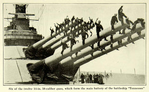 1921 Print Military Battleship Tennessee 50 Caliber Guns Artillery Navy SCA5