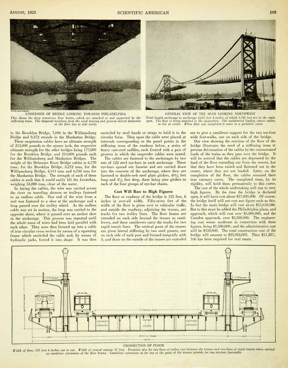 1925 Article J. Bernard Walker Delaware River Bridge Cables Philadelphia SCA5