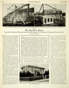 1921 Article Harry A Mount One Piece House Simon Lake Prefabricated SCA5