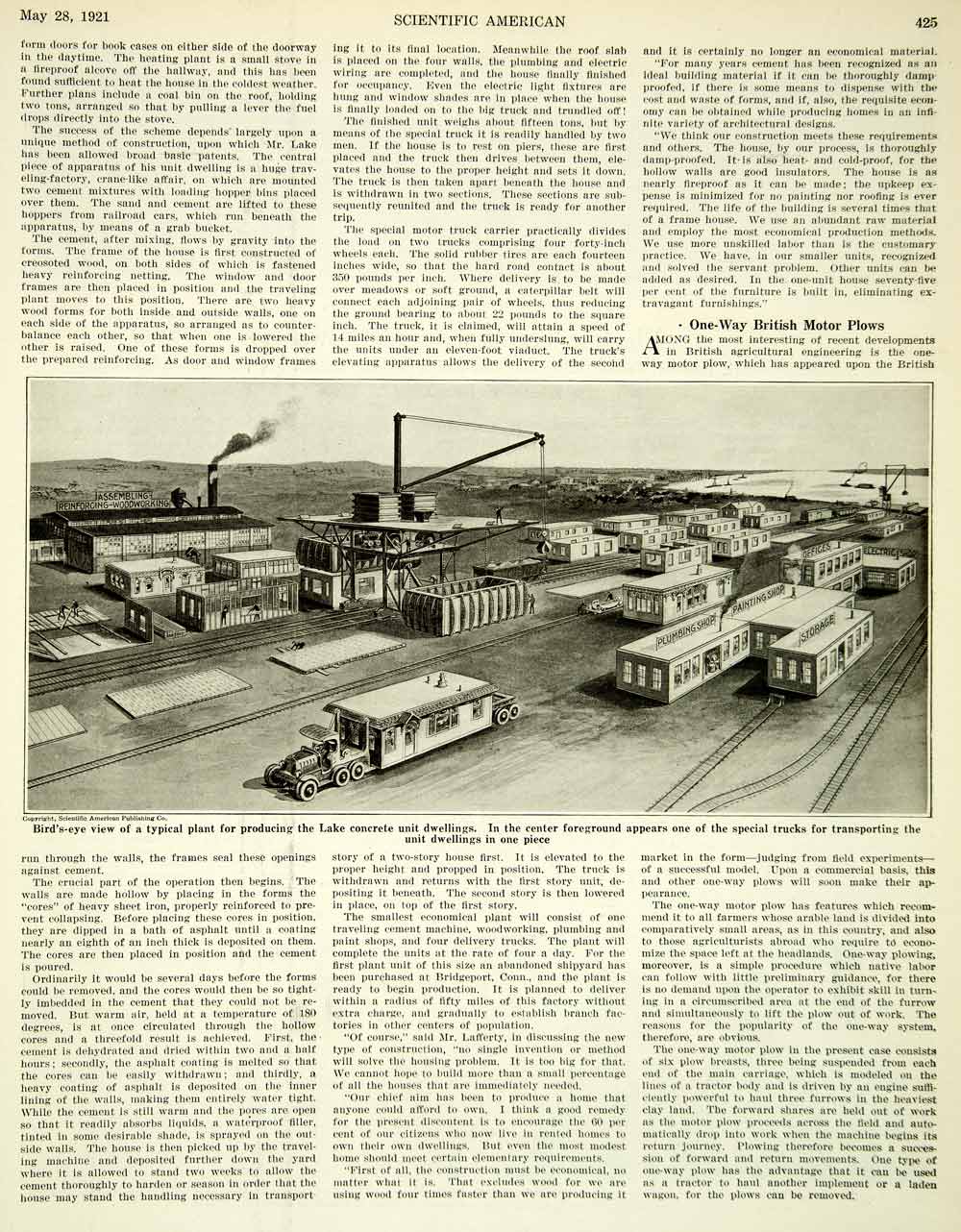 1921 Article Harry A Mount One Piece House Simon Lake Prefabricated SCA5