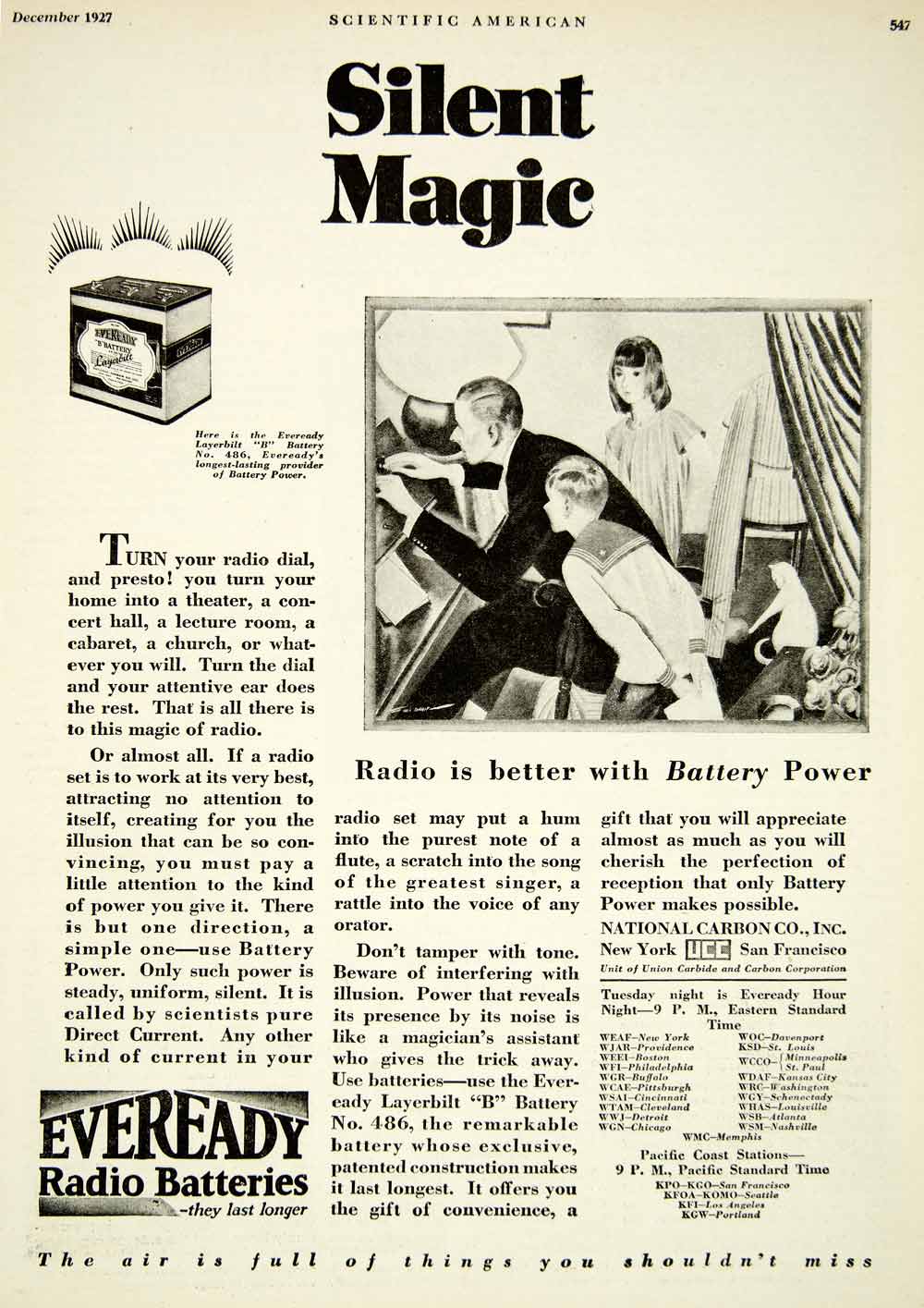 1927 Ad Silent Magic Eveready Radio Batteries National Carbon San Francisco SCA6