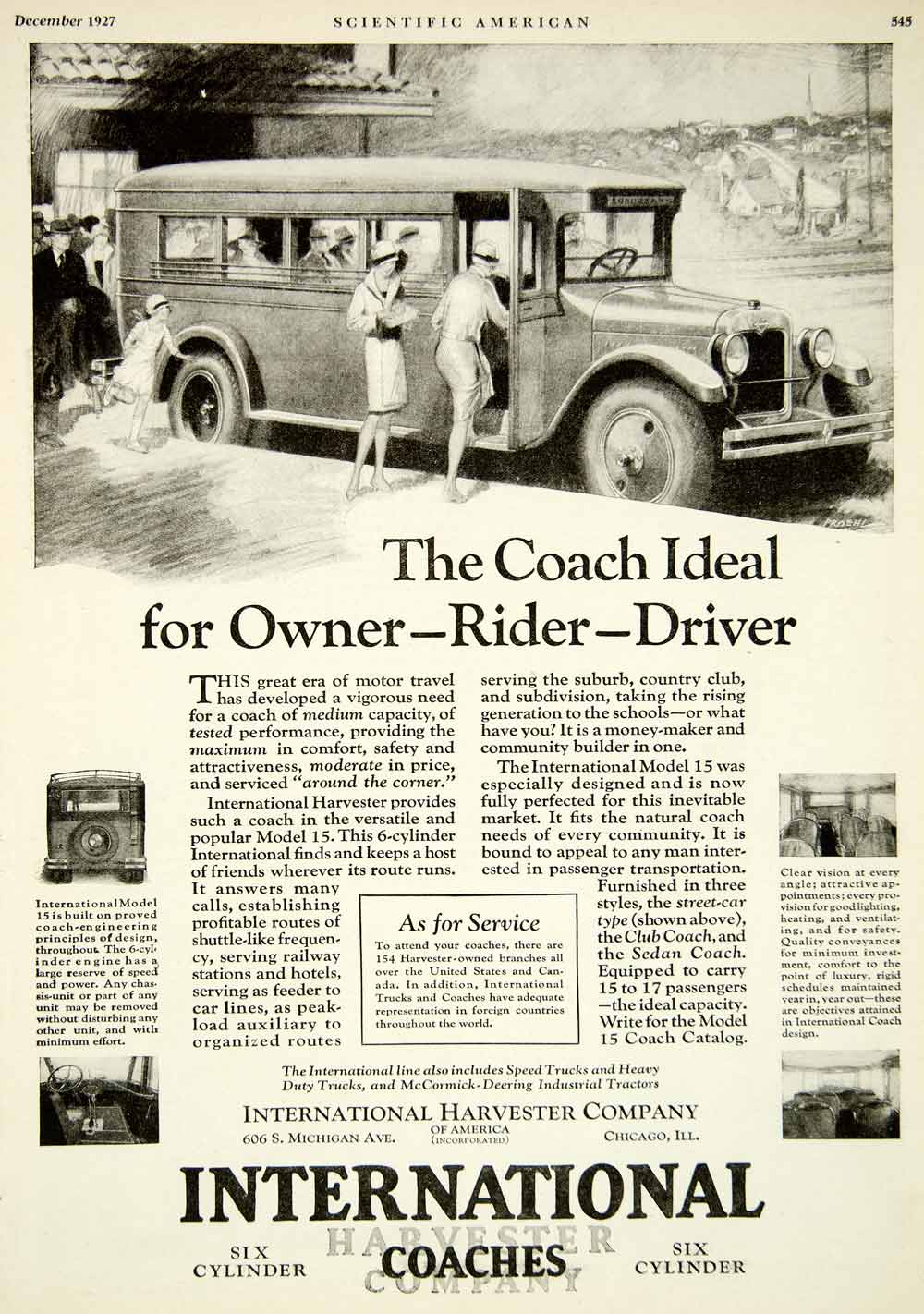 1927 Ad International Harvester Coach Chicago Illinois Proehl Model 15 SCA6