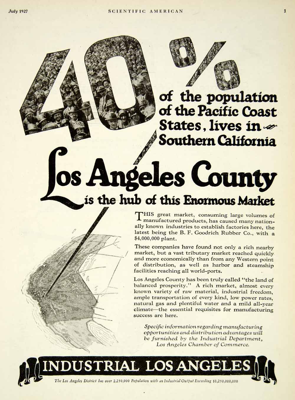 1927 Ad Los Angeles Chamber Commerce County Market Industrial Advertisement SCA6