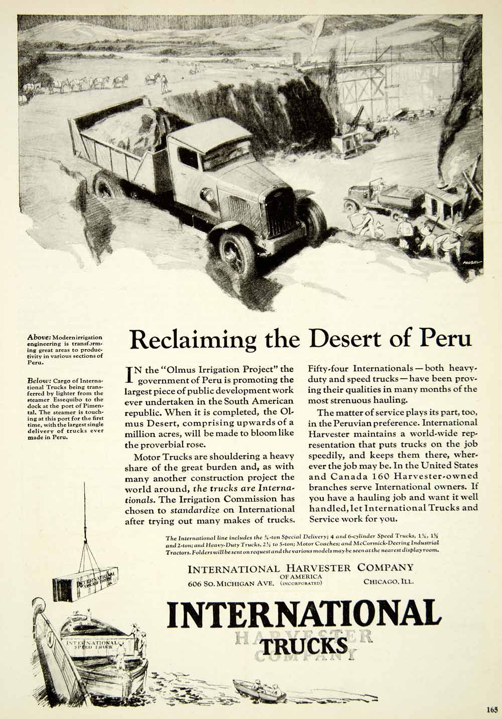 1928 Ad International Harvester Trucks Desert Peru Pimental Port Proehl SCA6