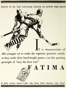 1927 Ad Fatima Hockey Cigarette Tobacco Sport Games Turkish Advertising SCA6
