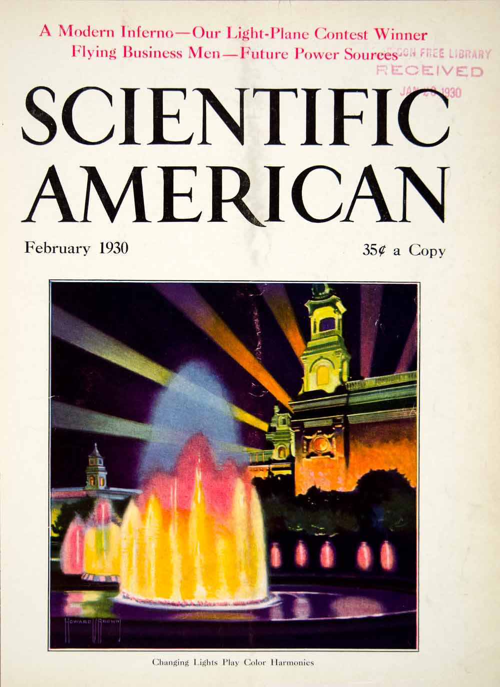 1930 Cover Scientific American Fountain Future Power Light-Plane Modern SCA7